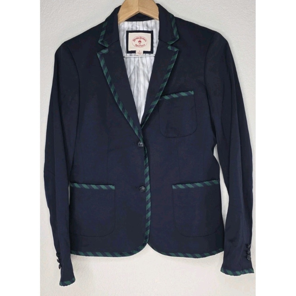 Brooks Brothers Two-Button Blazer Stripe Ribbon Trim Preppy School Woman 6 Wool
